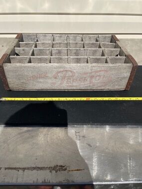 Pepsi cola bottle holder Vintage Wooden Crate Organizer in Weathered Gray by